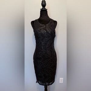 Black Sequin Le Chateau Dress Midi Medium